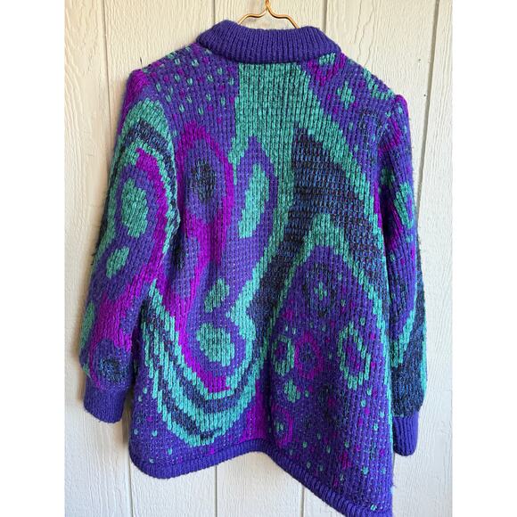Vintage John Weitz Chunky Sparkle Funky Cardigan Sweater, Medium - Picture 7 of 8